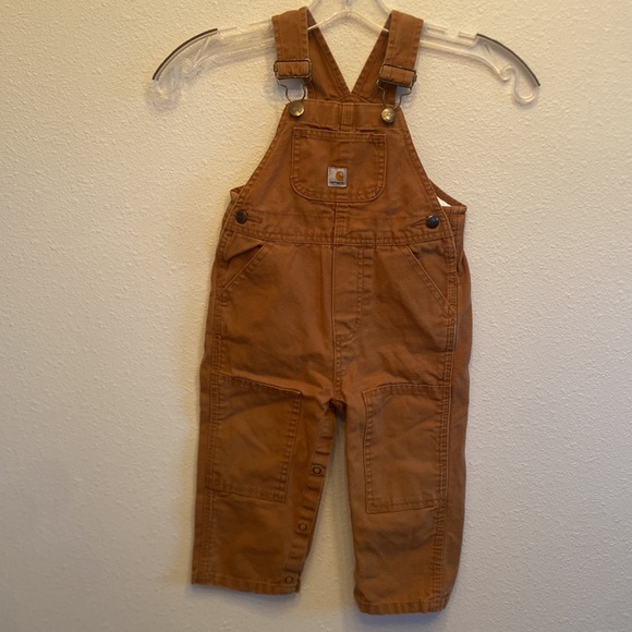 Carhartt Tan Cotton Canvas One-Piece Bib Overalls Baby Size 18M Unisex Preowned - Picture 2 of 11
